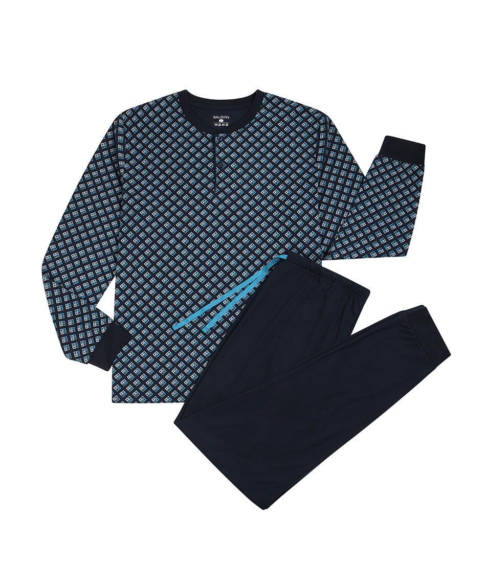 Pijama hombre azul cuadros azulados