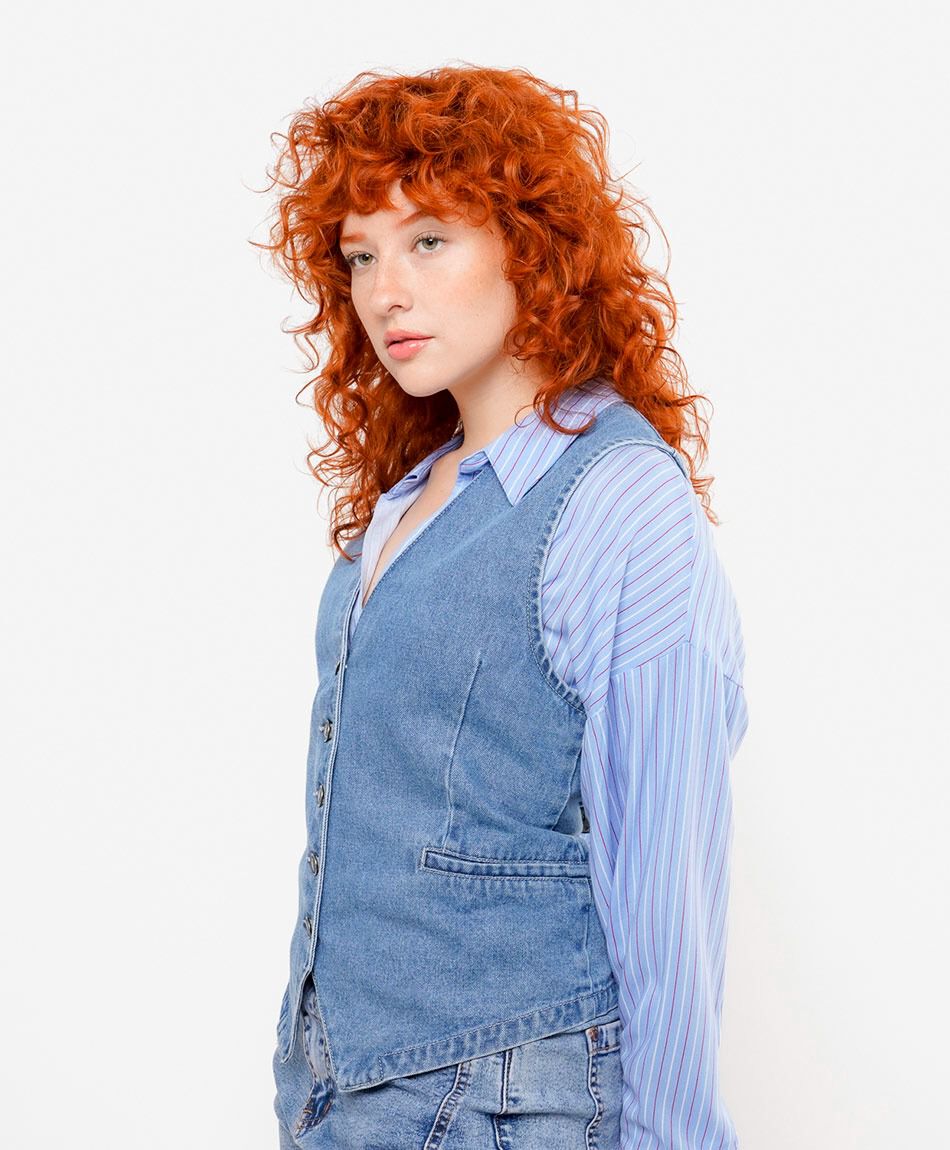 Vest mujer denim botones