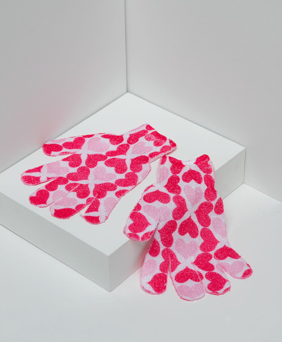 Set 2 guantes exfoliantes corazones