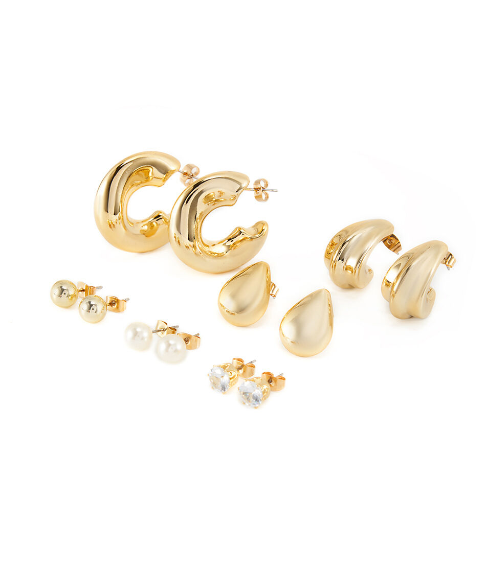 Set aros mujer dorados mix