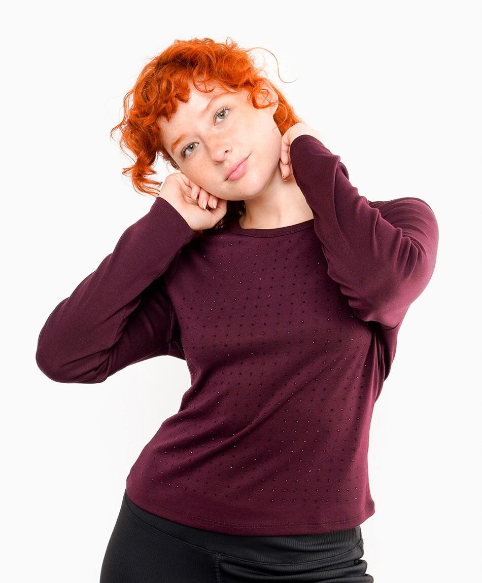 Remera mujer brillos frontales