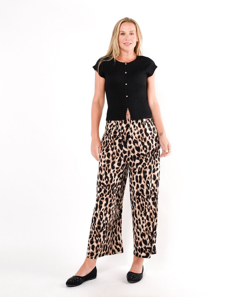 Pantal&oacute;n mujer animal print palazzo