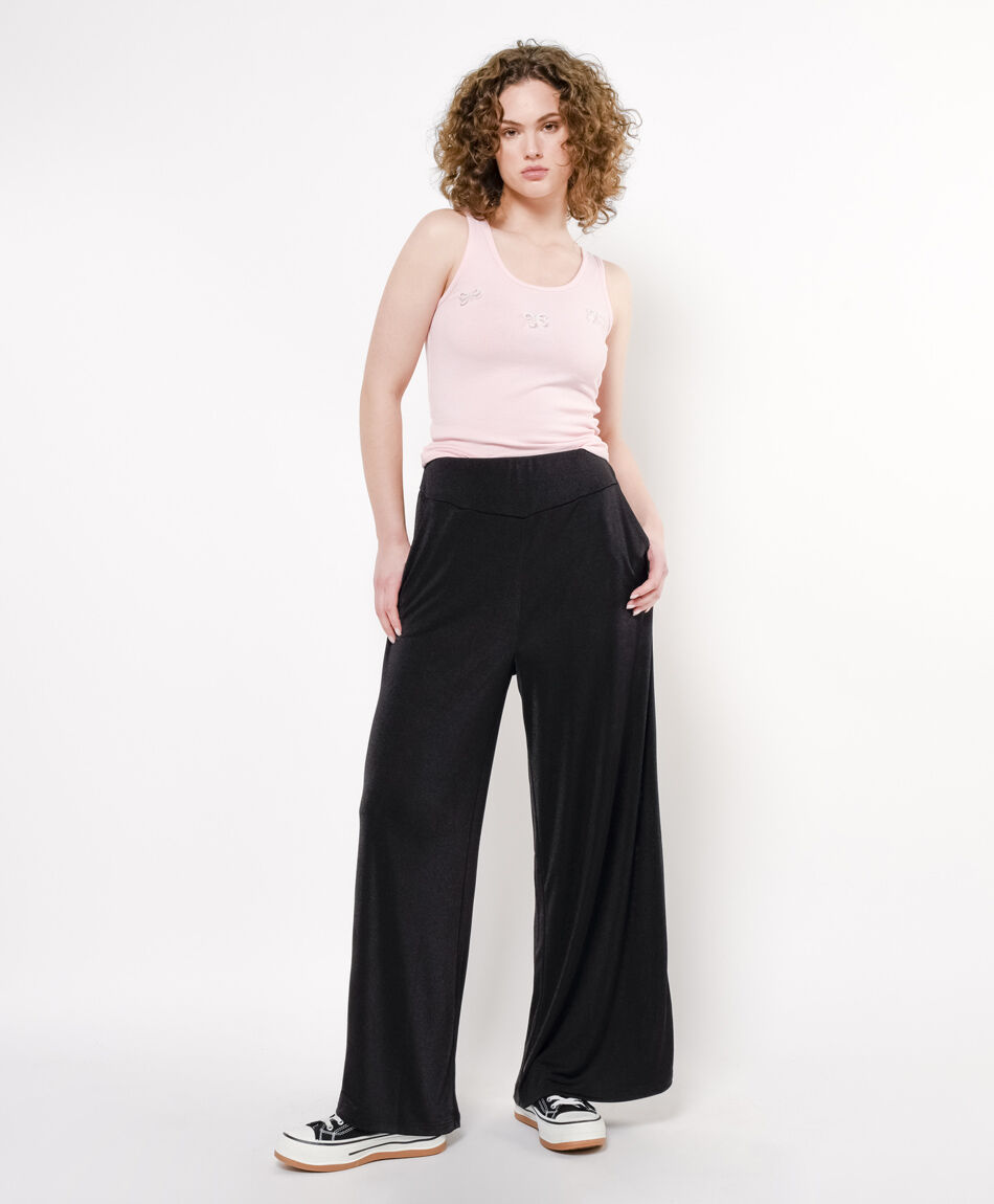Pantal&oacute;n mujer acanalado palazzo