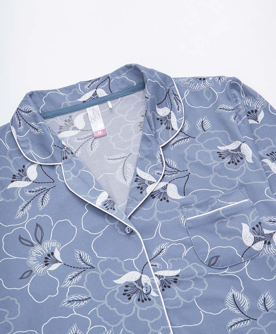 Pijama mujer camisero floreado azul