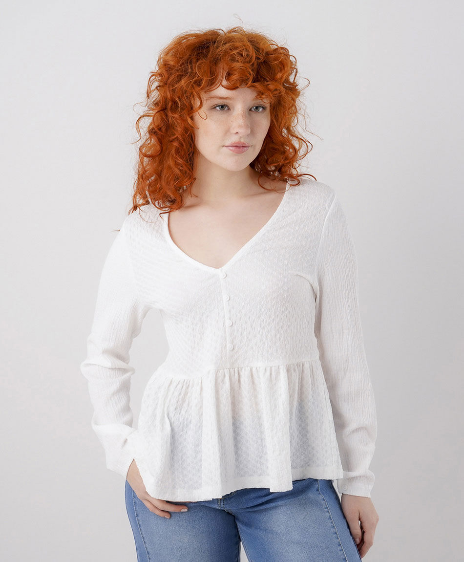Camisa mujer jacquard botones