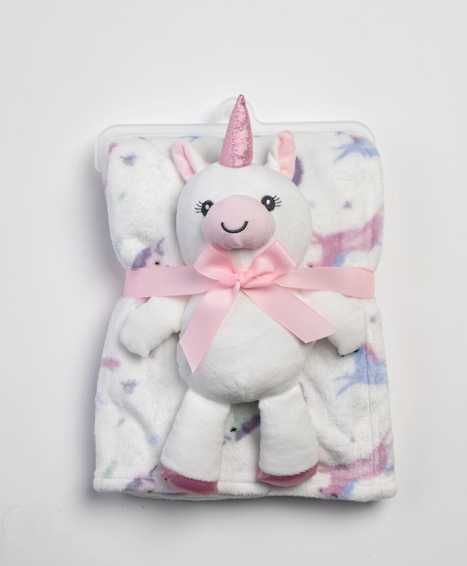 Set mantita + peluche beb&eacute; unicornio