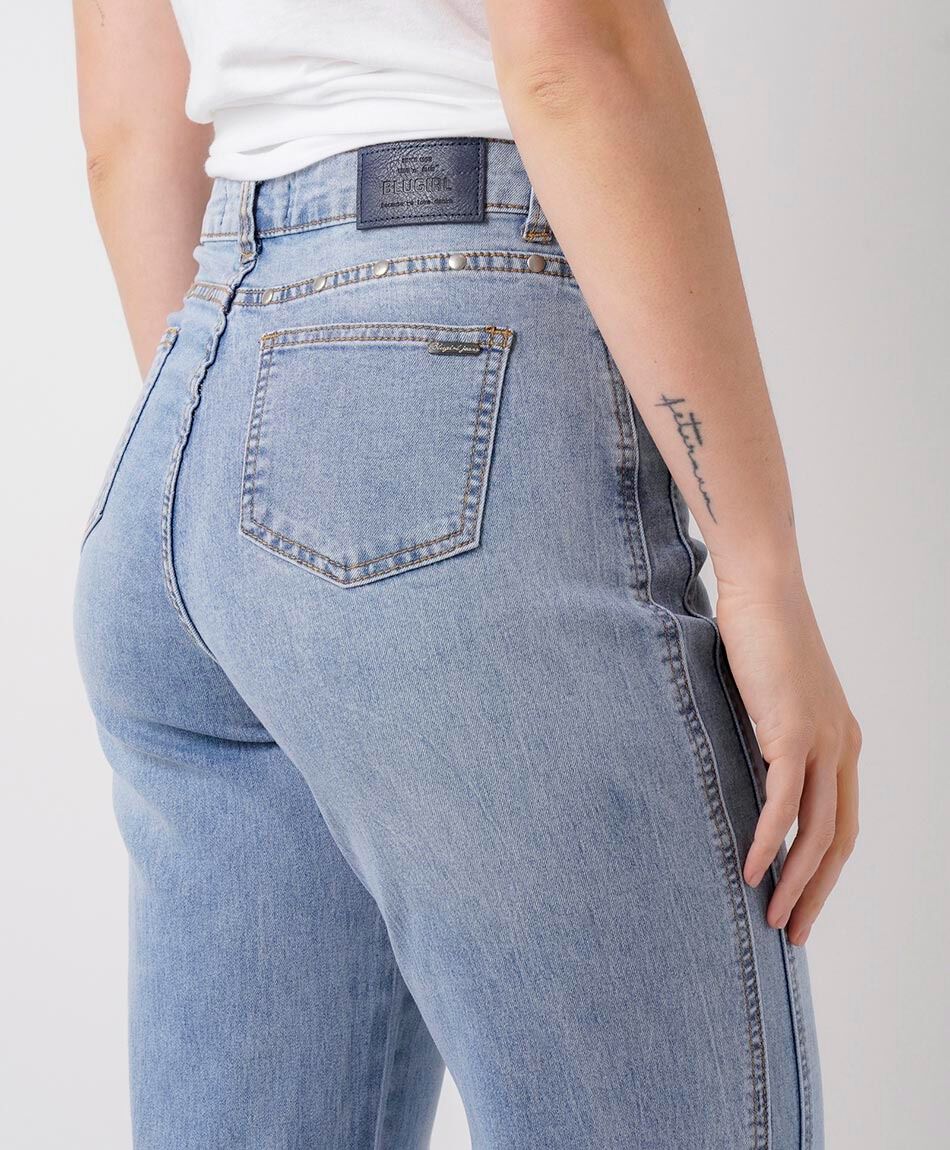 Jeans mujer wide leg rivets
