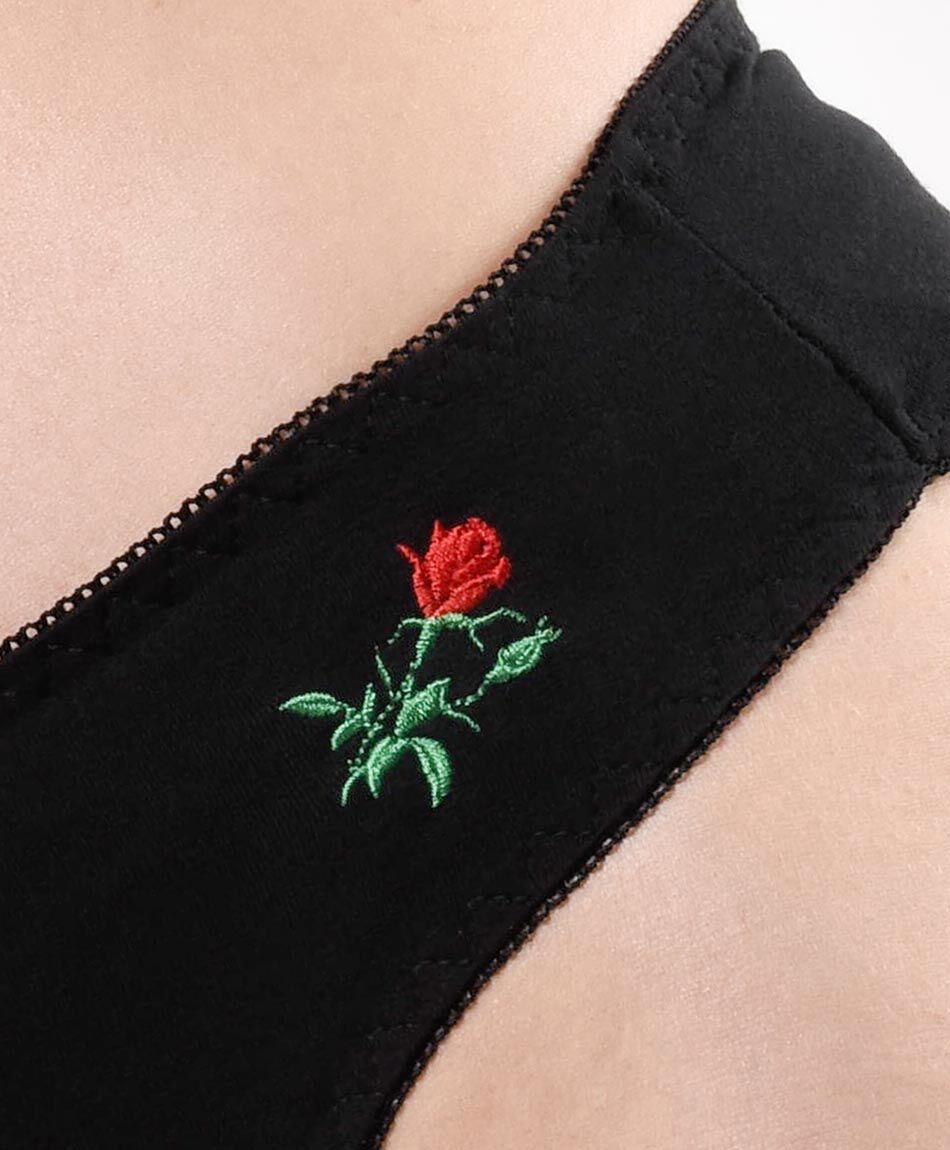 Bombacha bikini mujer liso flor bordada