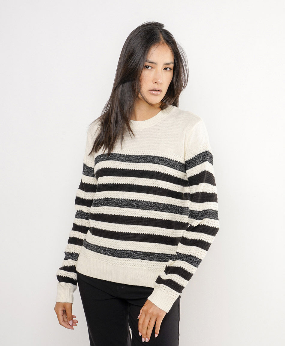 Sweater mujer dise&ntilde;o rayas metalicas