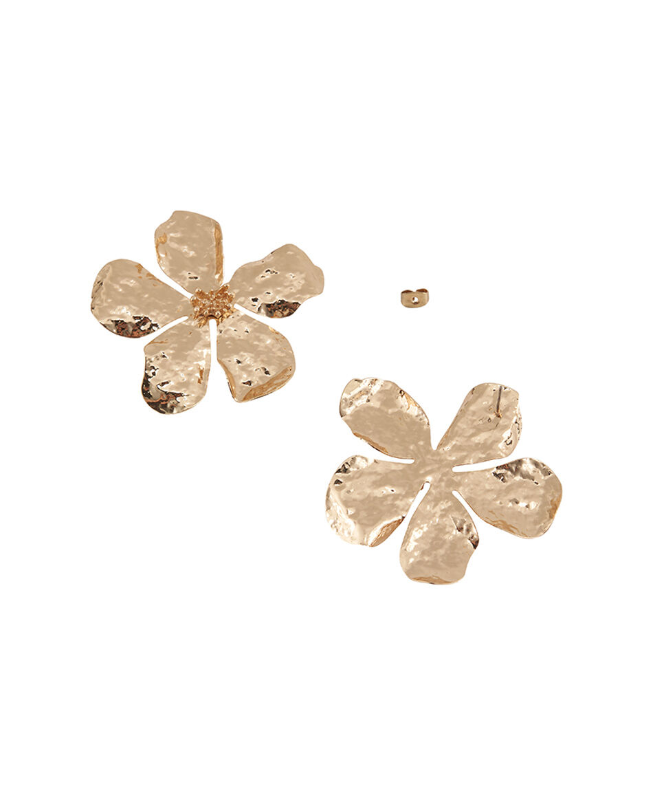 Aros mujer flor dorada