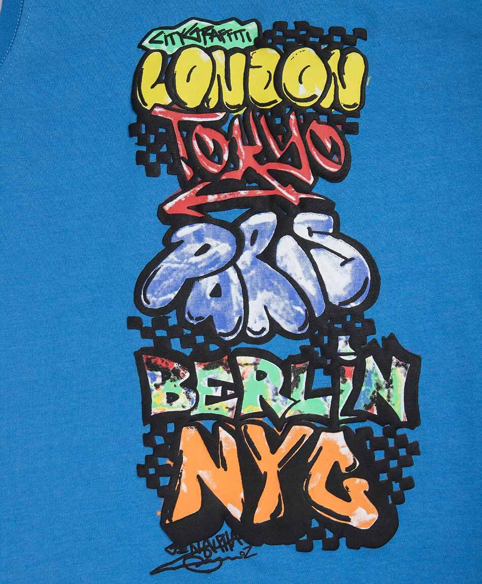 Remera ni&ntilde;o sin mangas ciudades