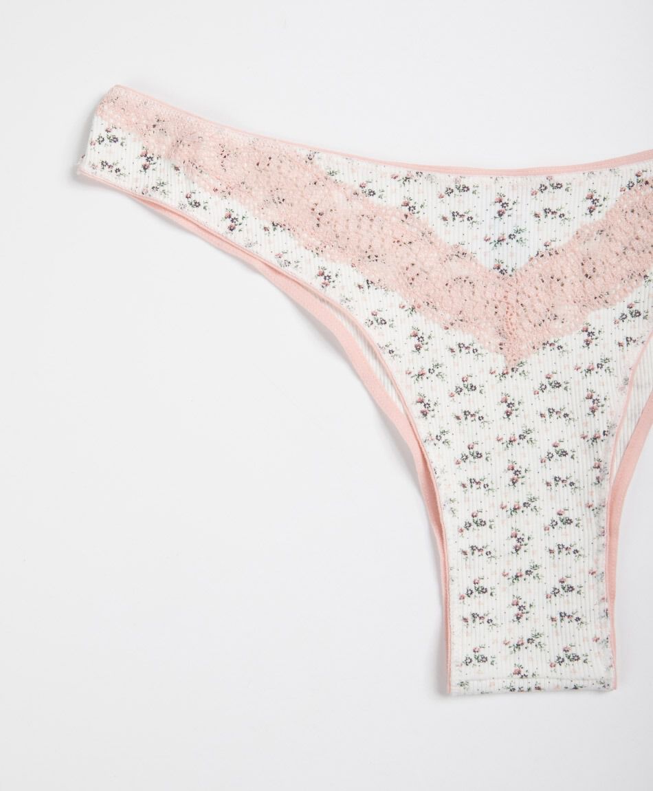 Tanga mujer algod&oacute;n mini florcitas