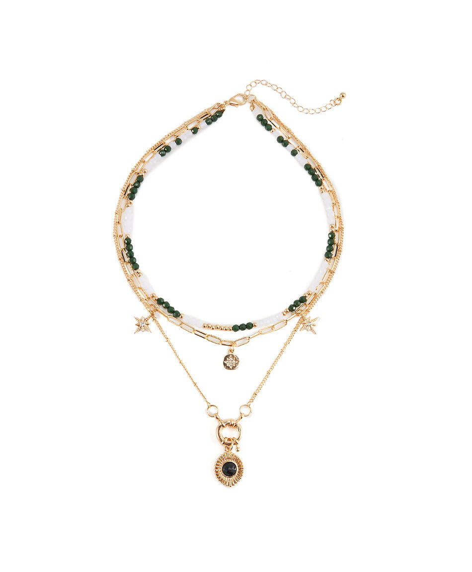 Collar mujer detalles dorados