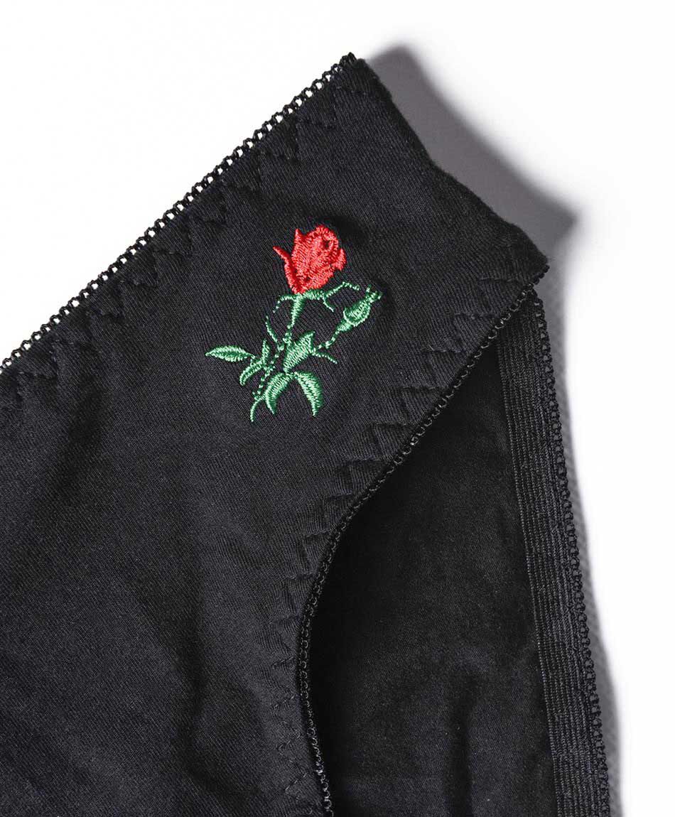 Bombacha bikini mujer liso flor bordada