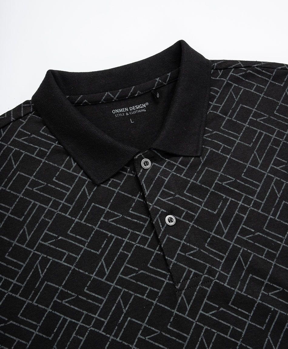 Remera hombre cuello polo negro noche