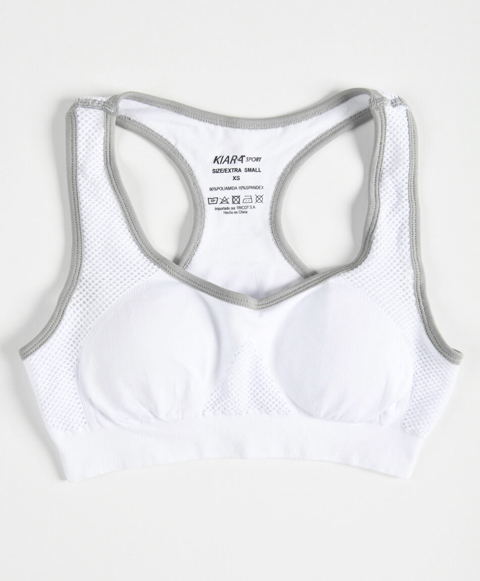 Top deportivo mujer malla escote redondo