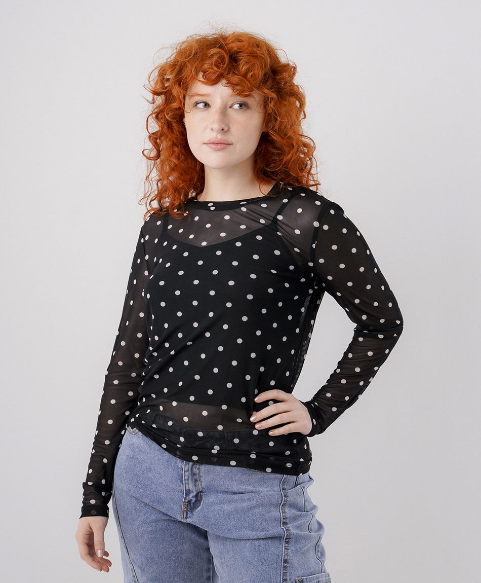 Remera mujer mesh puntos