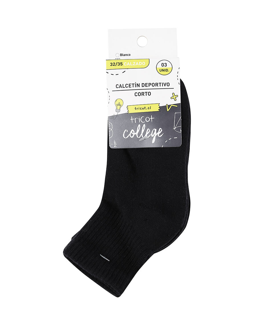 Pack 3 medias escolar algod&oacute;n negro