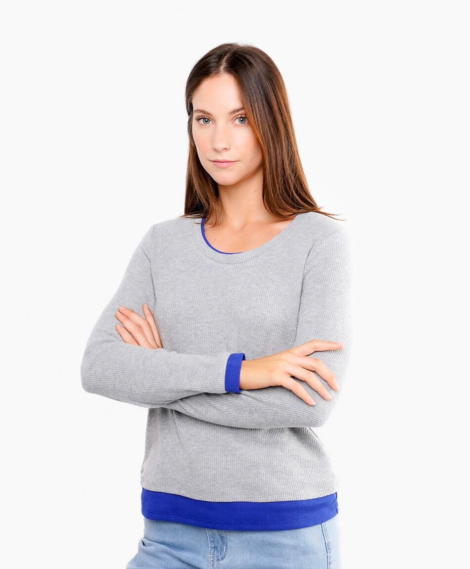 Remera mujer contraste azul