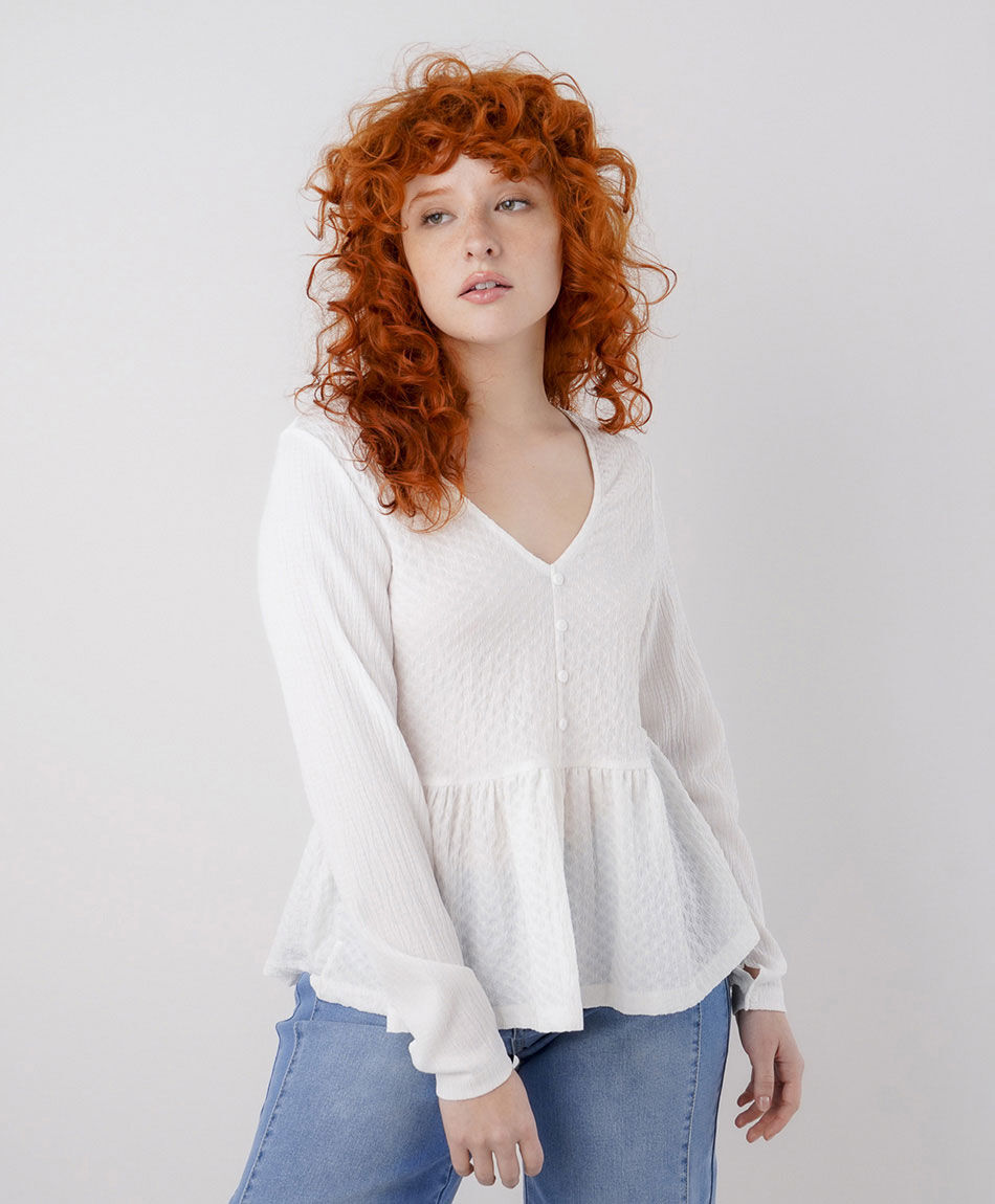 Camisa mujer jacquard botones