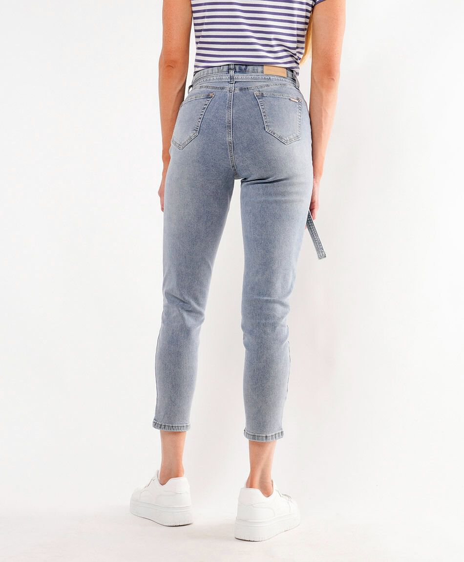 Jeans mujer desgaste cintur&oacute;n skinny fit