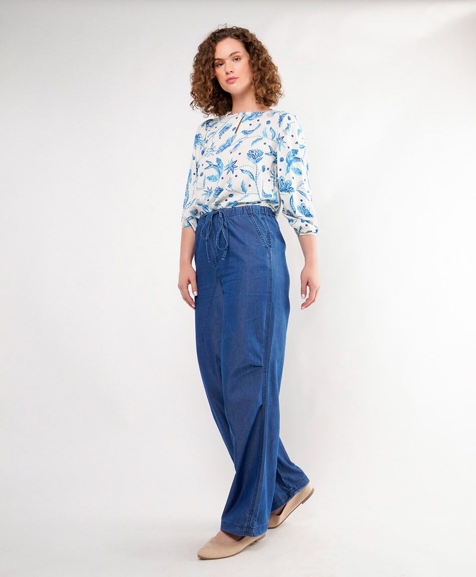 Pantal&oacute;n mujer denim lazo wide