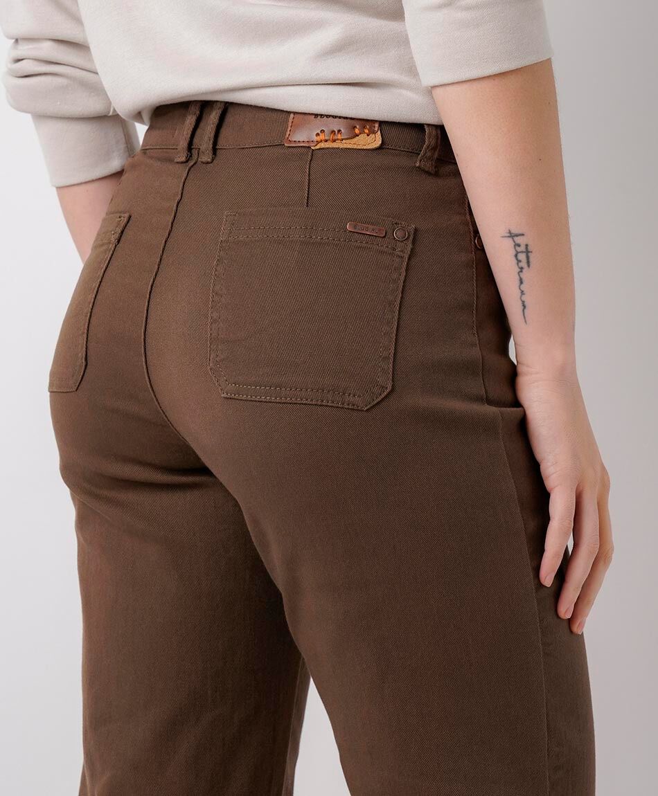 Jeans mujer wide leg chocolate
