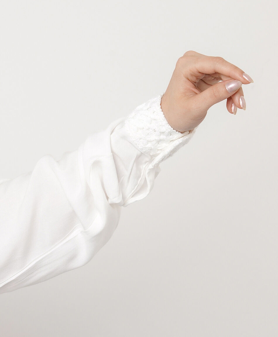 Camisa mujer encaje lazo blanca