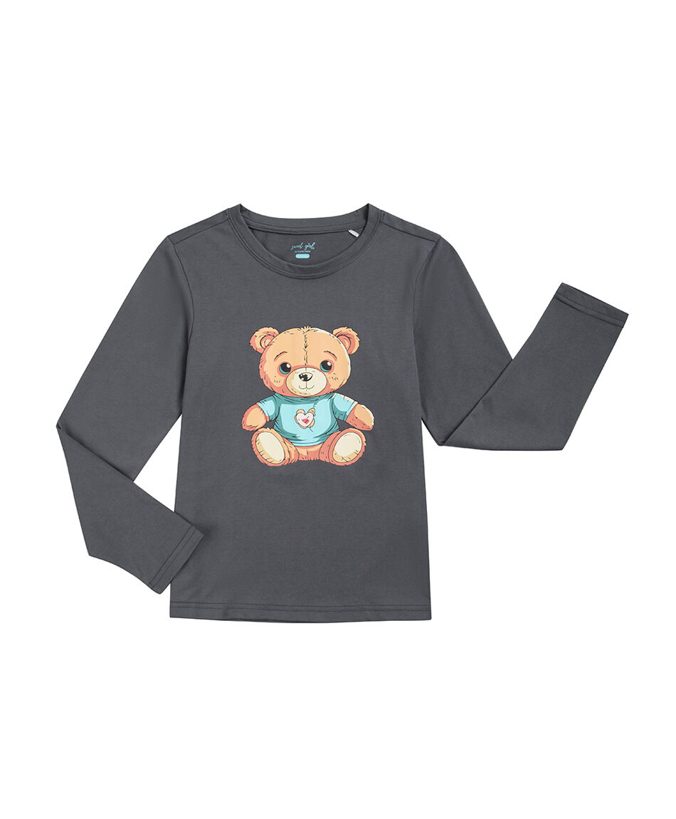 Polera ni&ntilde;a estampado oso beb&eacute;