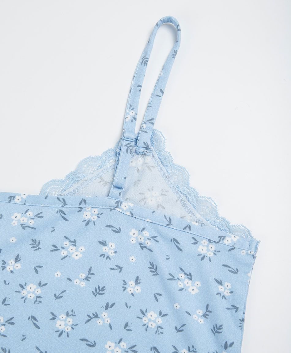 Baby doll mujer floreado botones azul