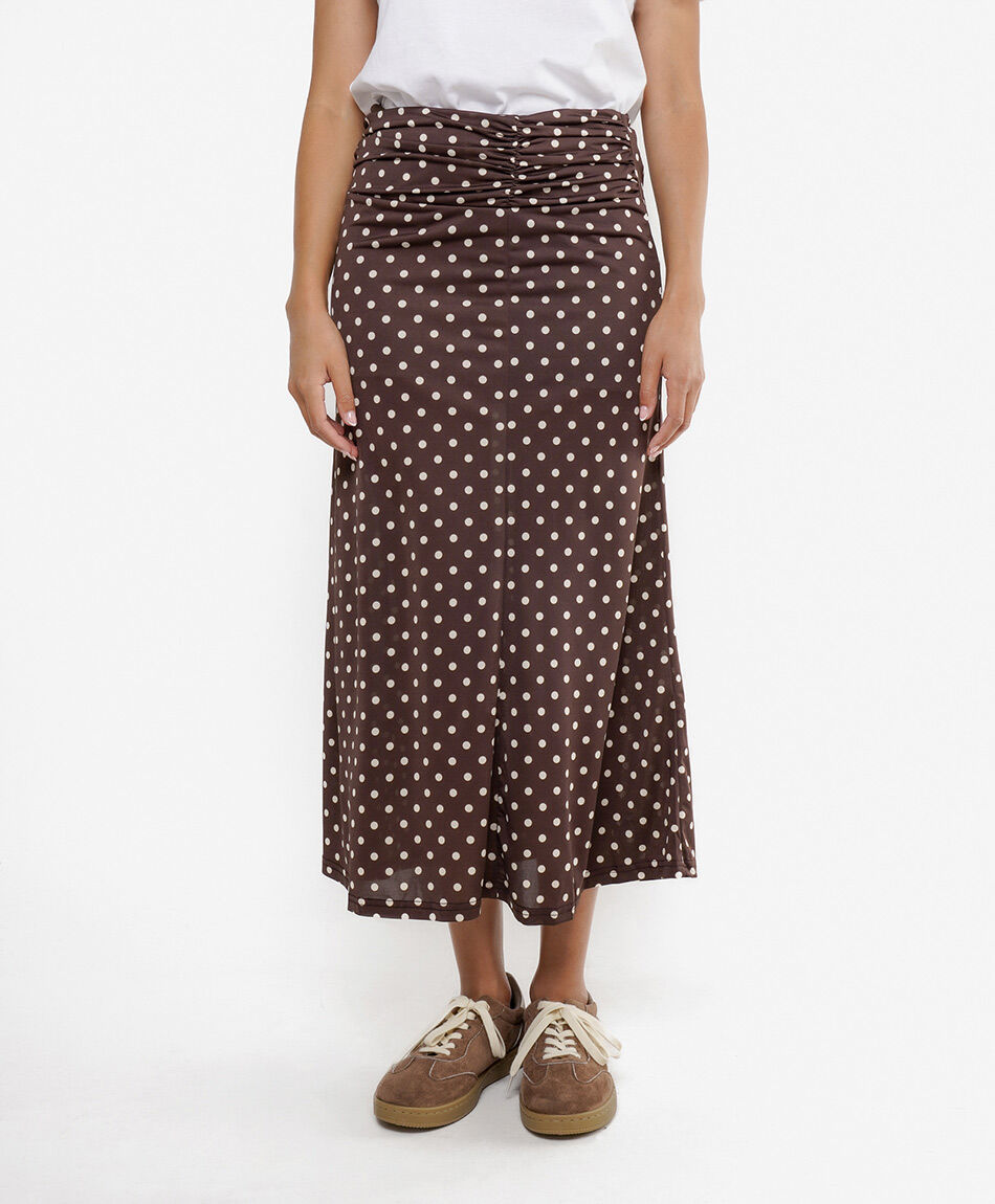 Pollera mujer dise&ntilde;o lunares brown