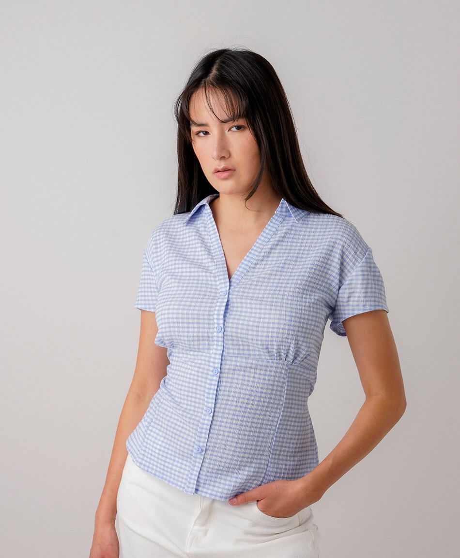 Camisa mujer cuadros lazo