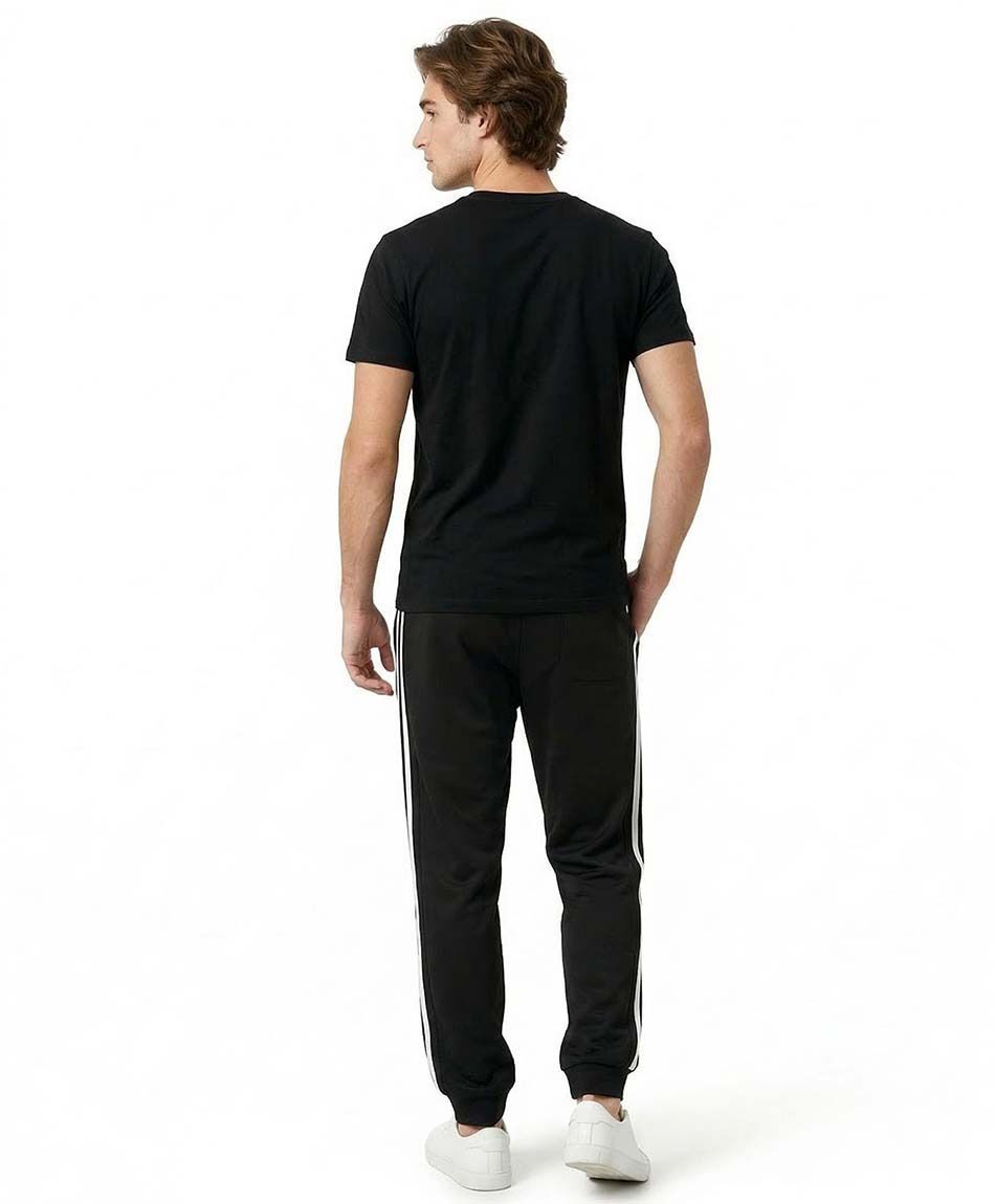 Pantal&oacute;n deportivo hombre negro l&iacute;nea doble
