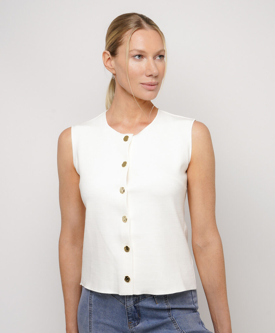 Campera mujer blanca sin mangas