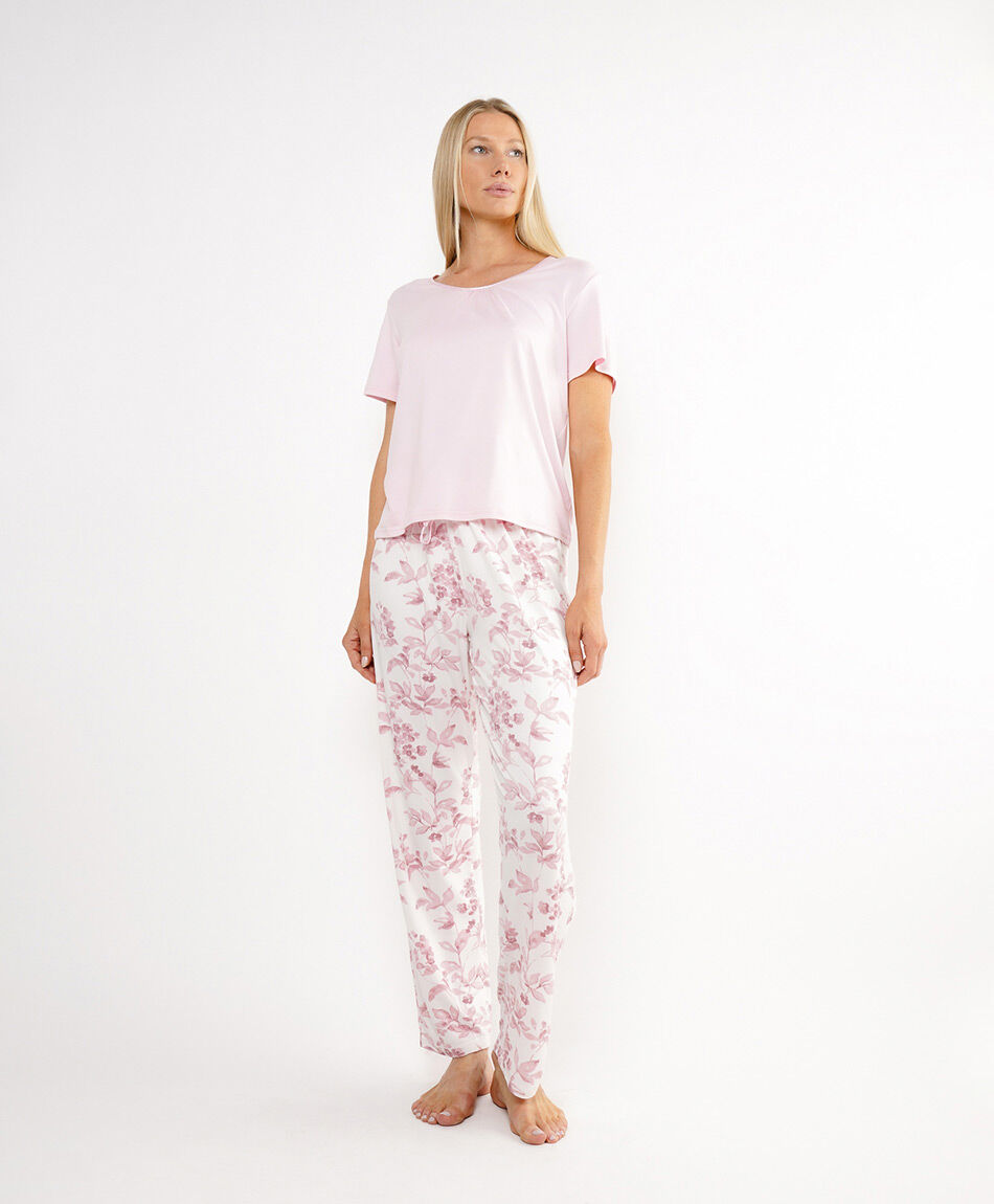 Pijama mujer dise&ntilde;o floreado pink