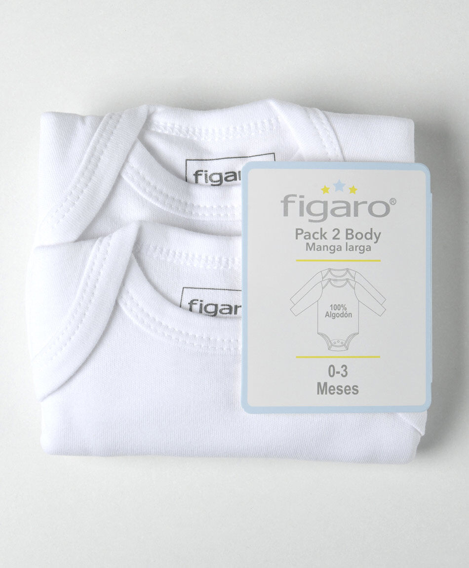 Pack 2 bodies beb&eacute; blancos manga larga