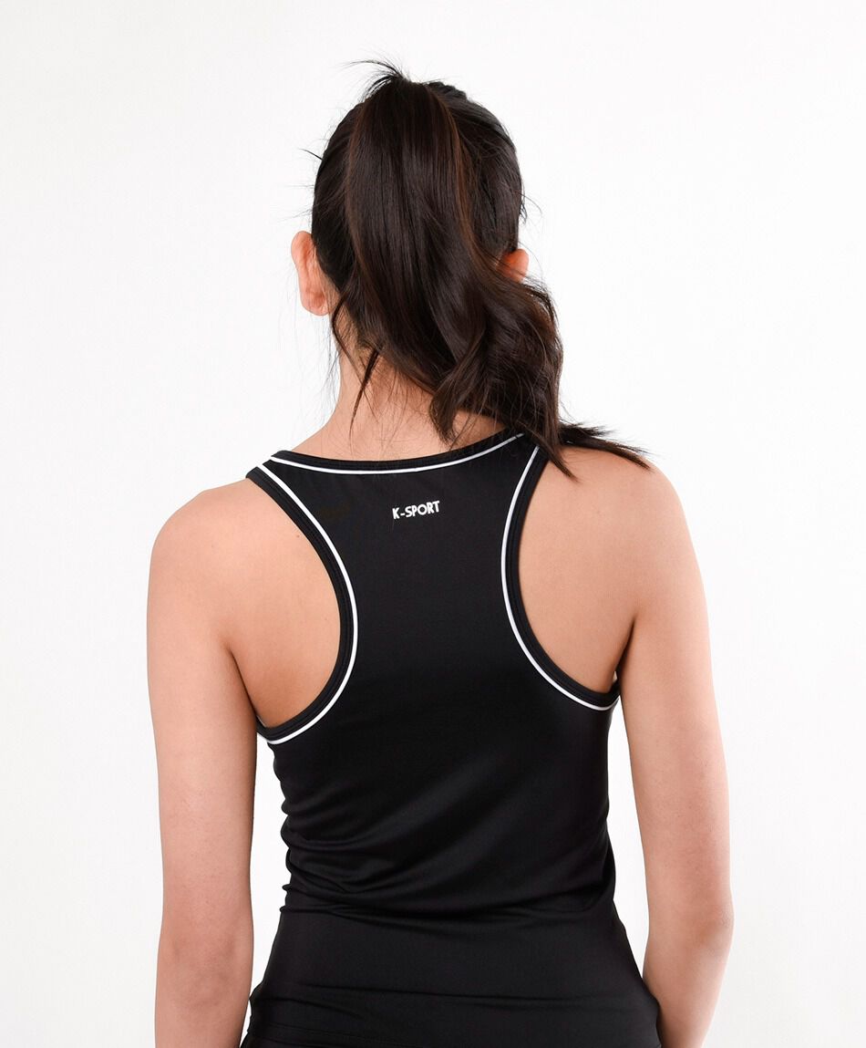 Remera deportiva mujer piping sin mangas