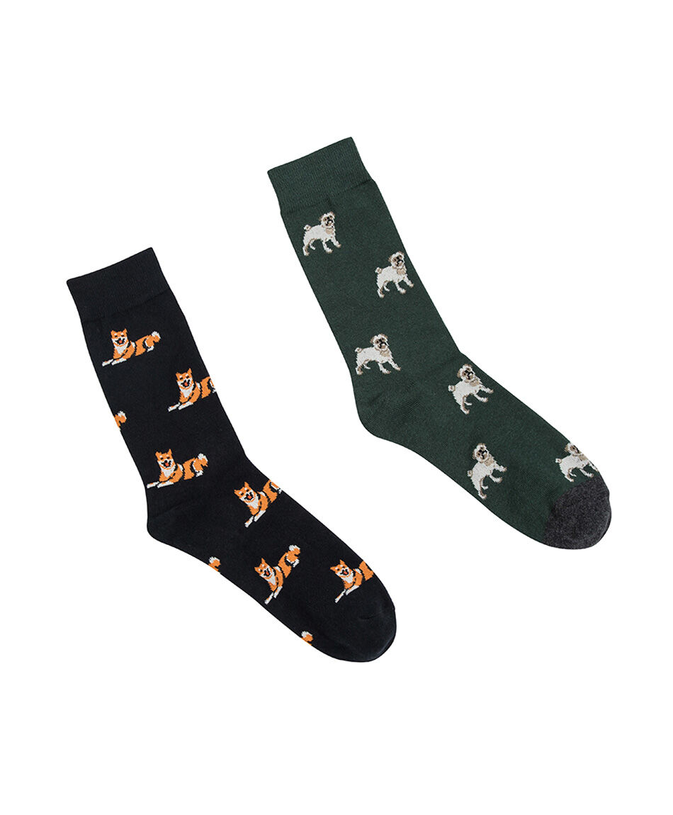 Pack 2 medias hombre dise&ntilde;o perritos