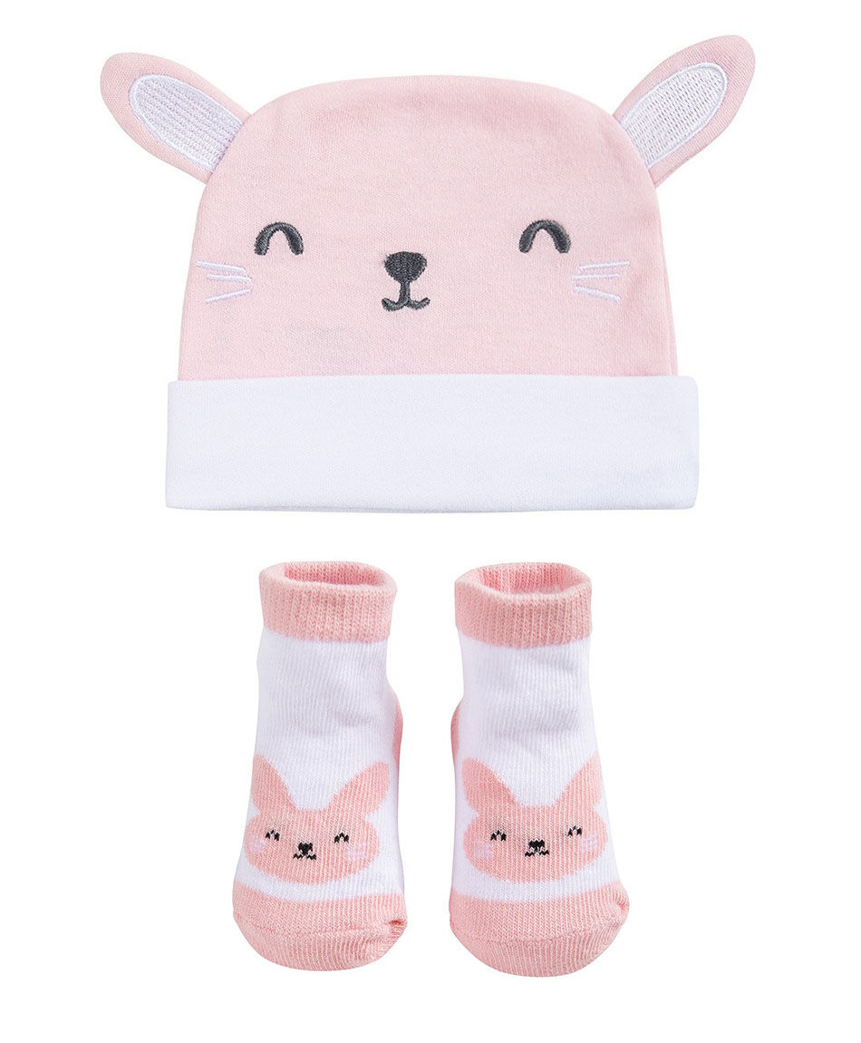 Set gorra  + medias beb&eacute; conejito