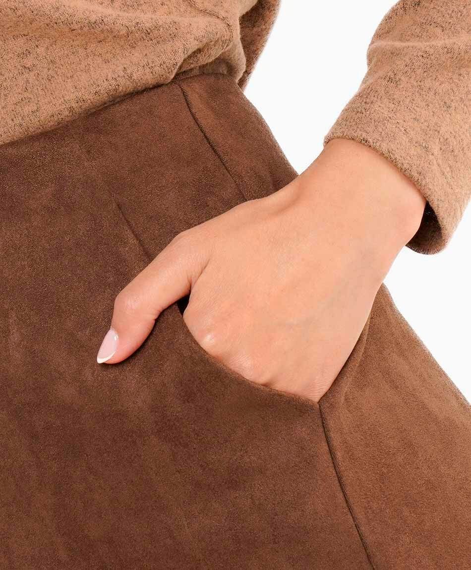 Mini pollera mujer suede caf&eacute;