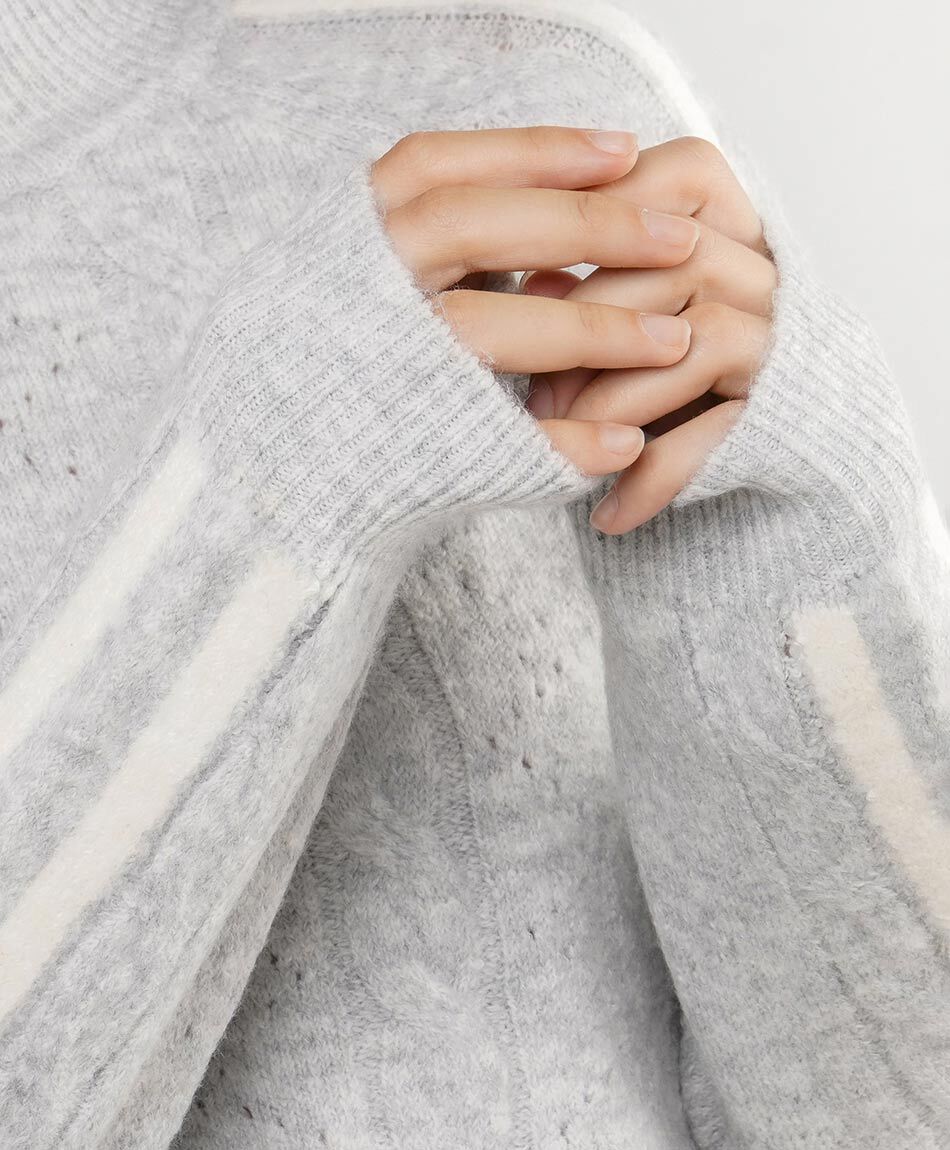 Sweater mujer jacquard tape grey