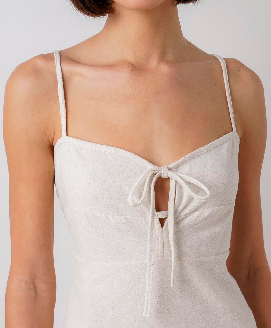 Camisa mujer lazo frontal lino