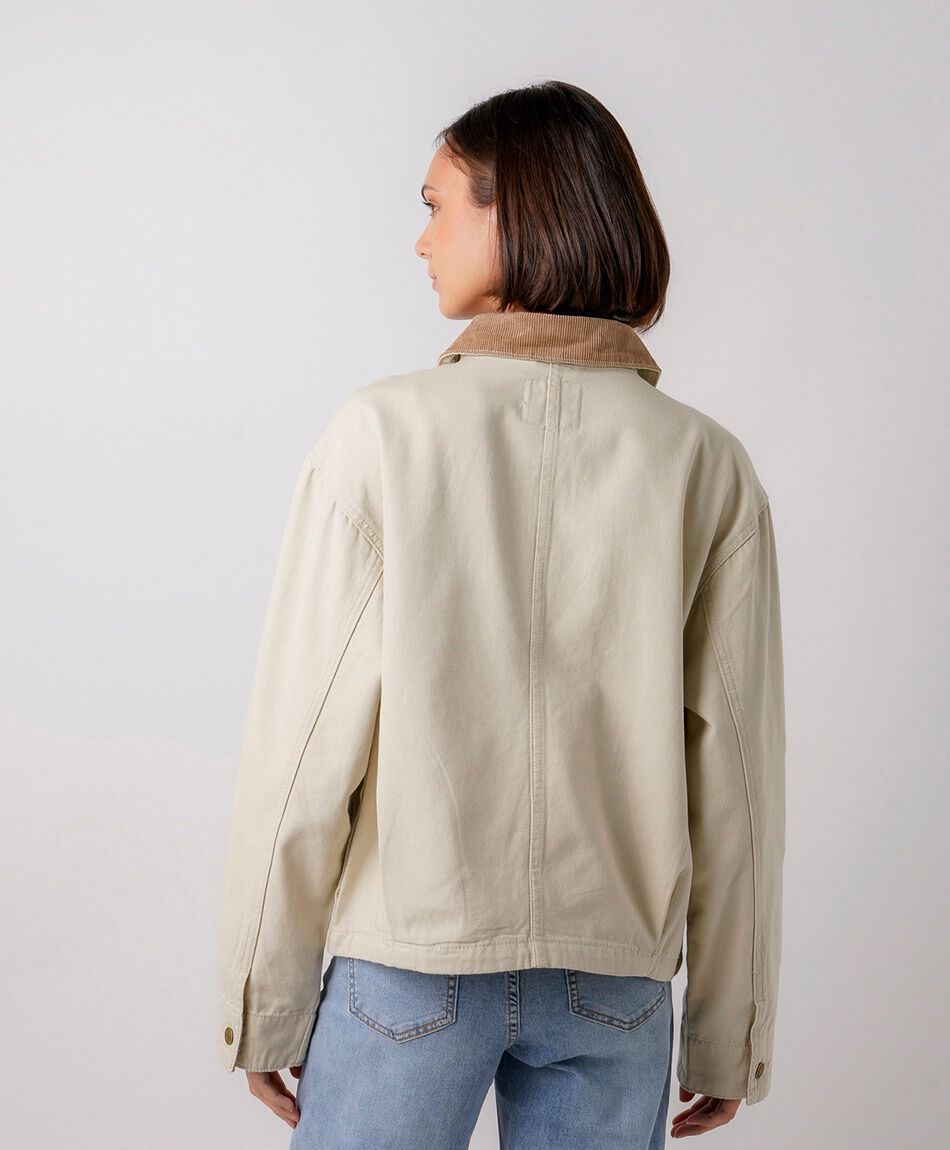 Campera mujer canvas cuello corderoy