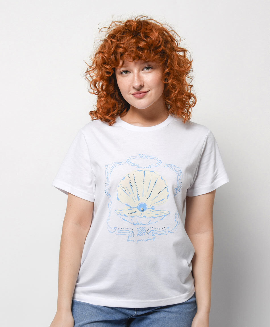 Remera mujer caracola perla