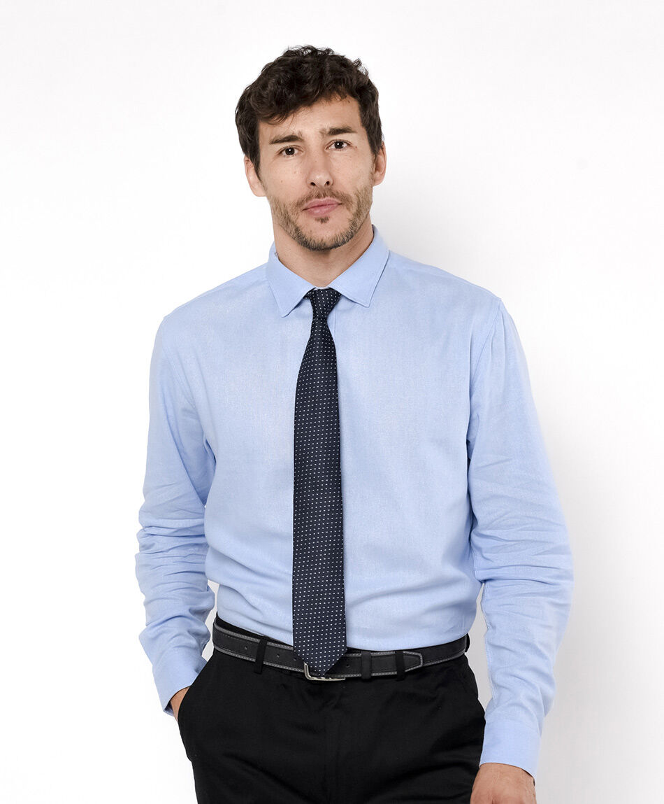 Camisa hombre lino celeste