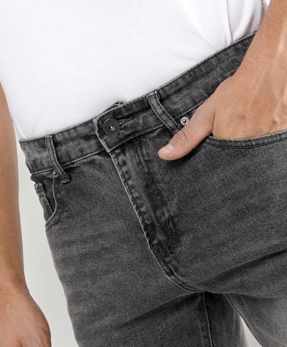 Jeans hombre gris desgastado super skinny fit