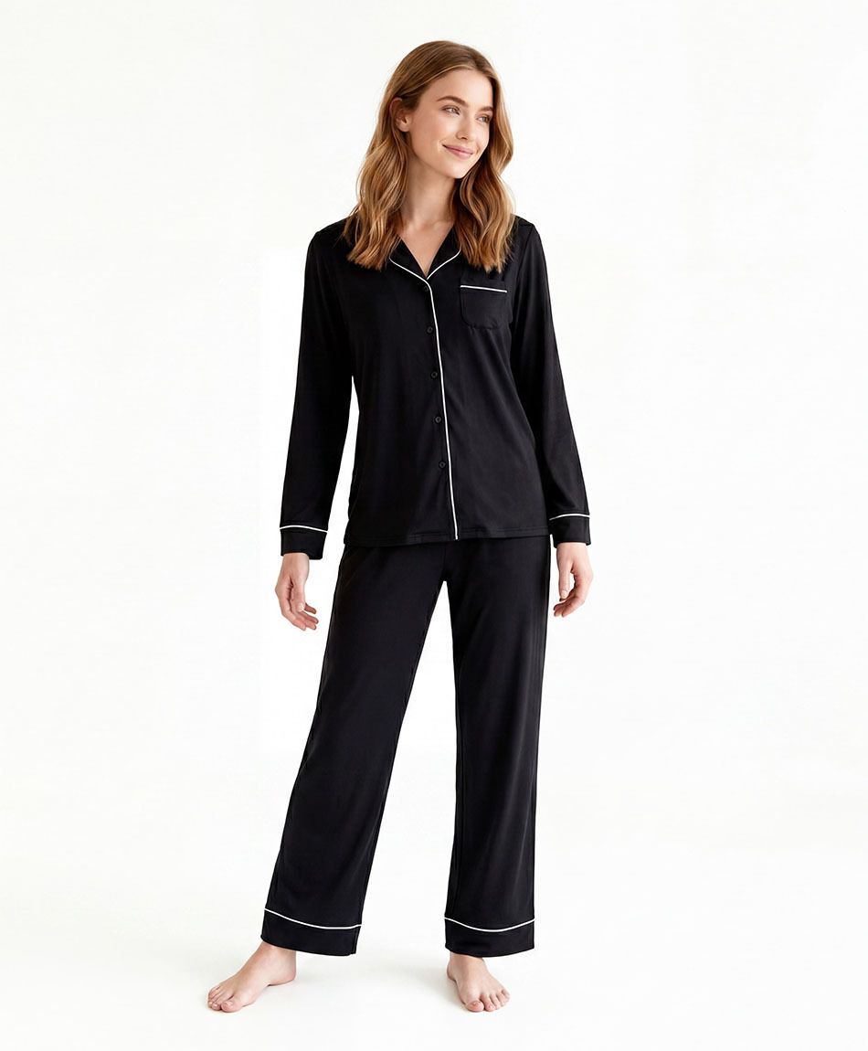 Pijama mujer camisero negro