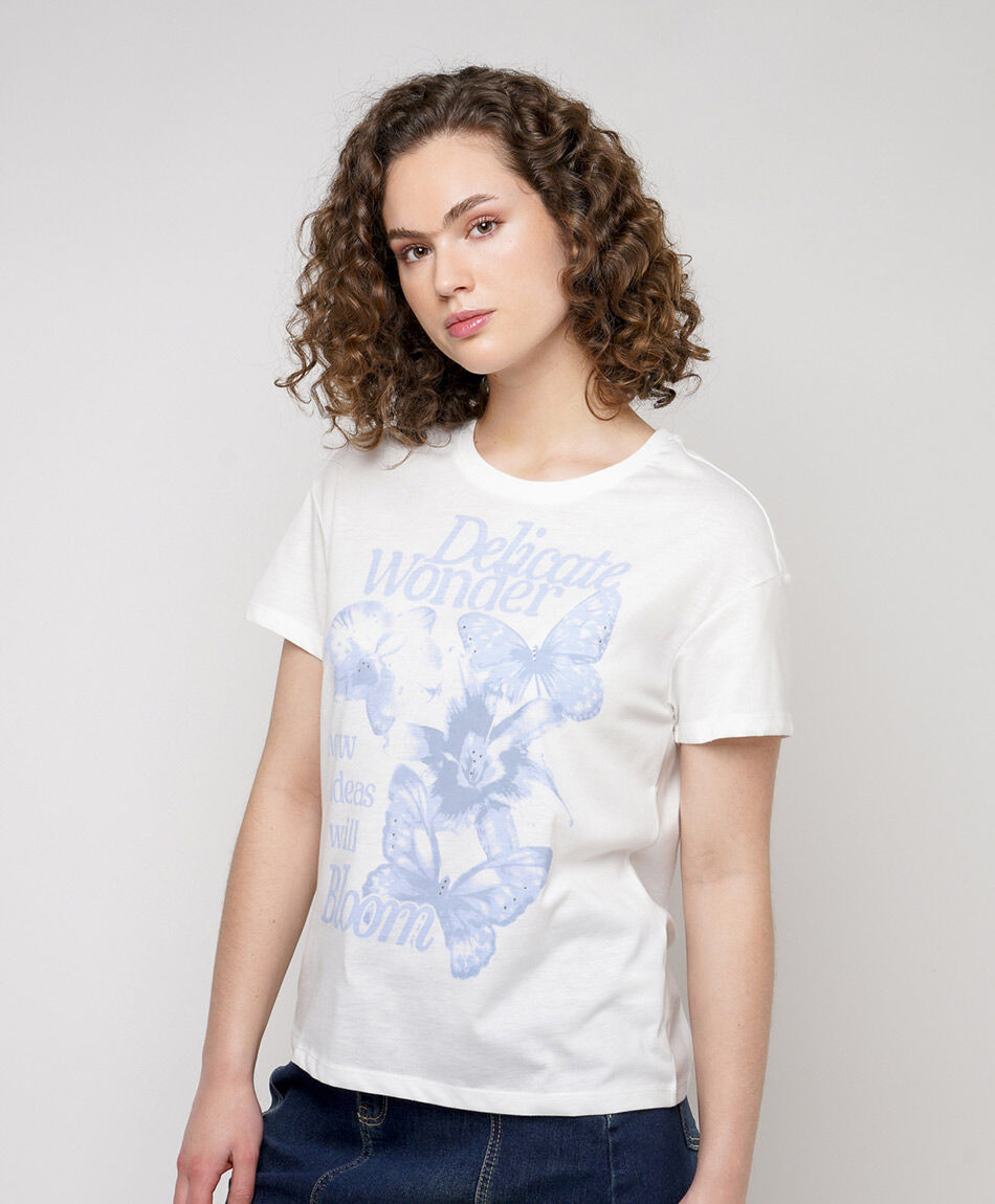 Remera mujer mariposas flores