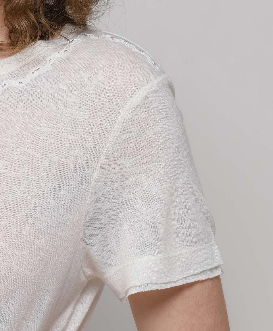 Remera mujer transl&uacute;cida encaje