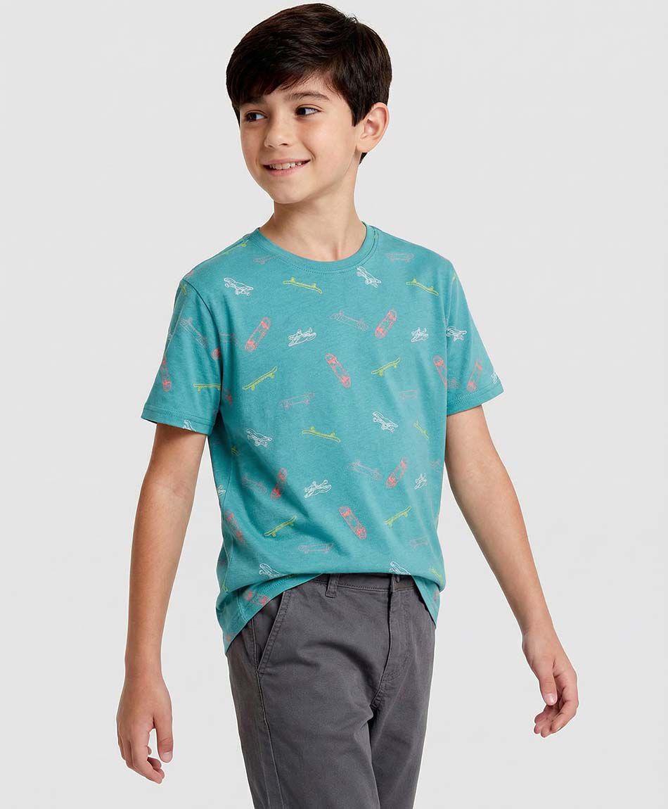 Remera ni&ntilde;o dibujos skates